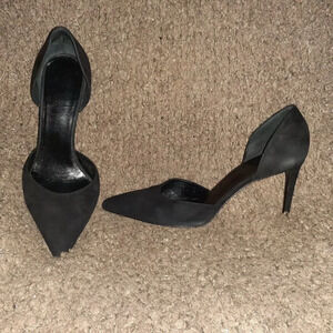 SAINT LAURENT-Paris Skinny 80 D’orsay Black Suede Pumps-Sz 38-Very Good-READ